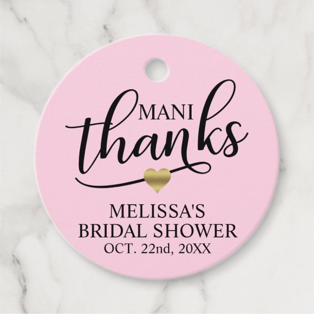 Étiquettes Cadeau Mani Merci Fête des mariées ongle rose polonais (Devant)