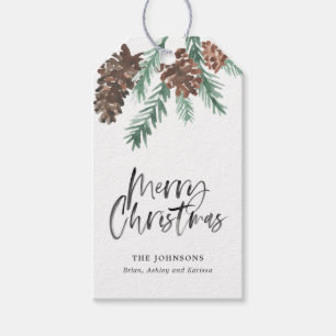 Étiquettes-cadeau Manuscrit de brosse de Joyeux Noël de Pinecone