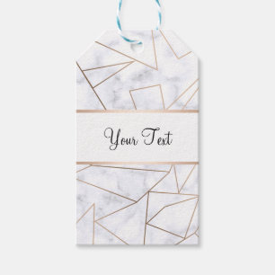 Étiquettes-cadeau marbre blanc géométrique d'or rose moderne élé