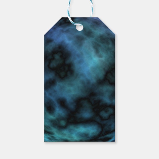 Étiquettes-cadeau Marbre Bleu Cosmic Faux (Devant)