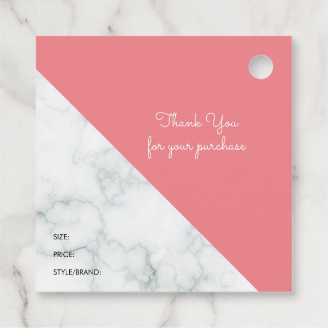 Étiquettes Cadeau Marbre Boutique Vêtements Marque Taille logo (Dos)