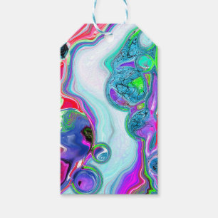 Étiquettes-cadeau Marbre coloré Fluid Art à destination et en proven