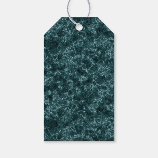 Étiquettes-cadeau Marbre noir turquoise (Devant)