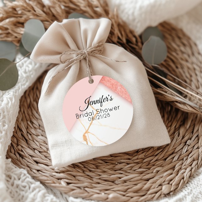 Étiquettes Cadeau Marbre Rose et Or Moderne (Créateur téléchargé)