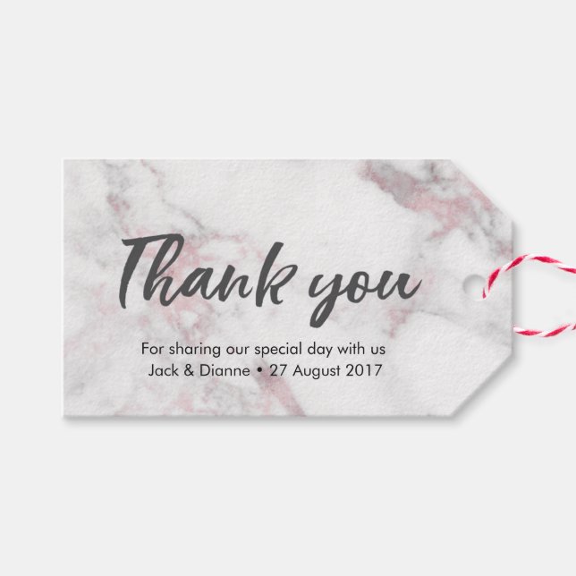 Étiquettes-cadeau Marbre rose personnalisées Merci Favoriser les bal (Devant (Horizontal))