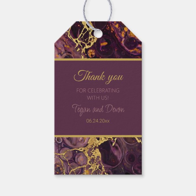 Étiquettes-cadeau Marbre violet et or  (Devant)