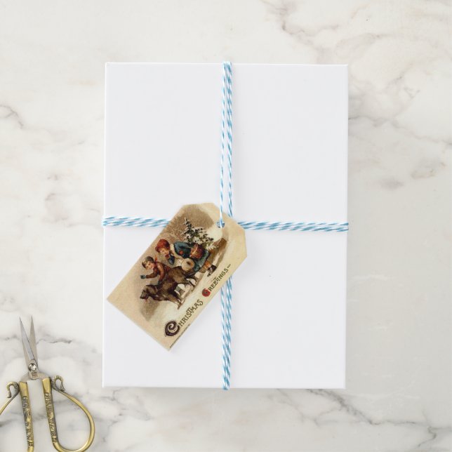 Étiquettes-cadeau Marche de Noël avec le chien (Avec de laficelle)