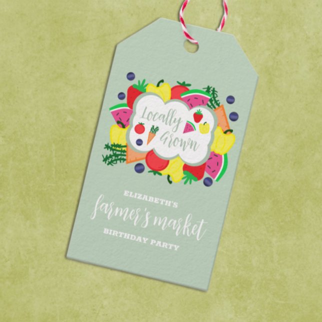 Étiquettes-cadeau Marché des fermiers cultivés localement Anniversai (Créateur téléchargé)