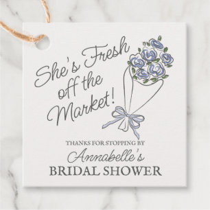 Étiquettes Cadeau Marché Fleur Bleue Bouquet Floral Frais pour Maria