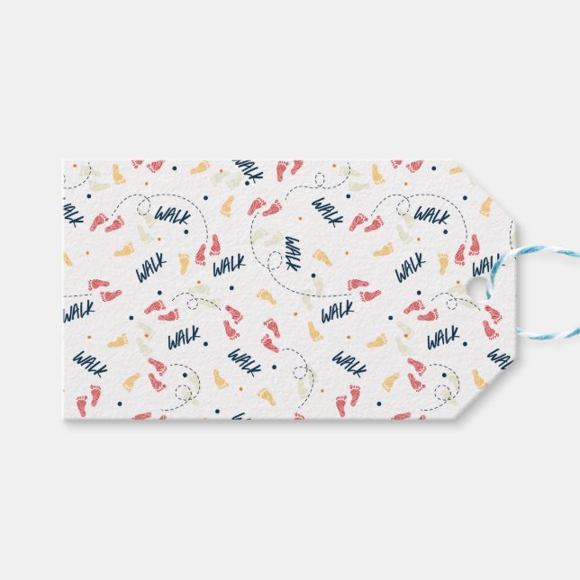 Étiquettes-cadeau Marcher ensemble : Motif d'empreinte d'aventure (Devant (Horizontal))