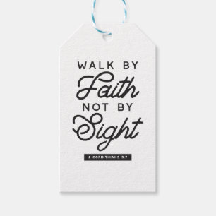 Étiquettes-cadeau "Marcher par la foi" Bible Verse Typographie Desig