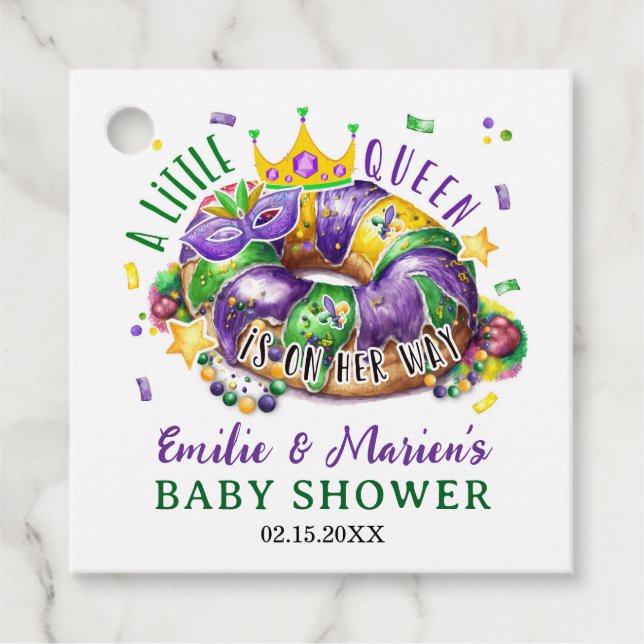 Étiquettes Cadeau Mardi Gras A little Queen in on the way (Devant)