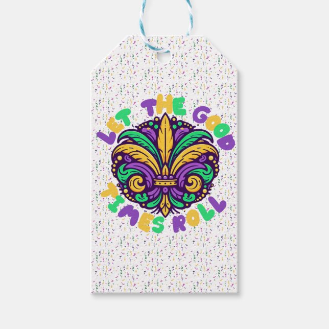 Étiquettes-cadeau Mardi Gras Laissez rouler les bons moments (Devant)