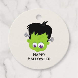 Étiquettes Cadeau Mare Green Frankenstein Monster face Halloween