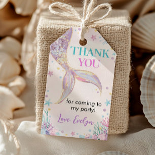 Étiquettes-cadeau Marée de sirène sous la mer Merci d'anniversaire