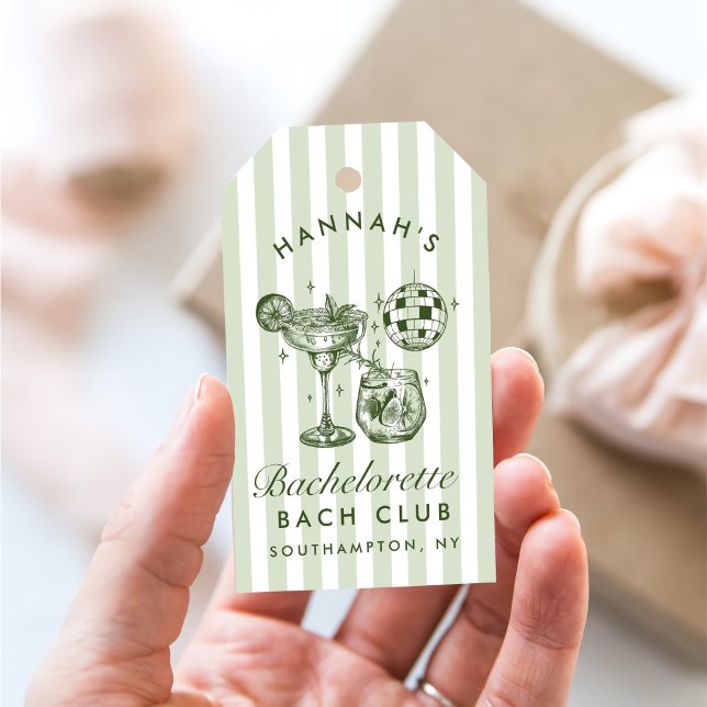 Étiquettes-cadeau Margaritas modernes rétro et Bach strié de mariage (Créateur téléchargé)