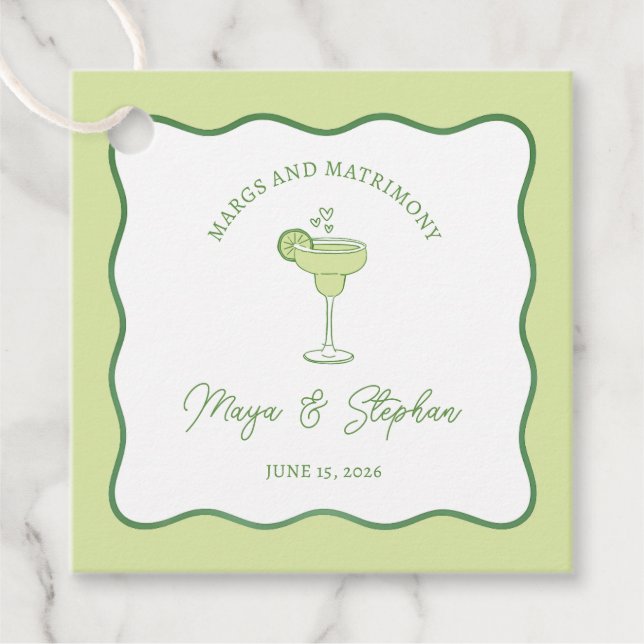 Étiquettes Cadeau "Marges & Mariage" Simple Lime Margarita Mariage (Devant)