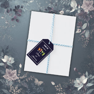 Étiquettes-cadeau margs bleu marine & matrimony enterrement de vie d