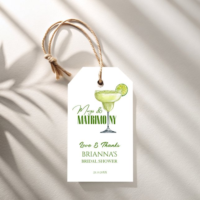 Étiquettes-cadeau Margs et matrimoniévierge monogrammée (Margs and matrimony bridal shower monogrammed personalized favor gift tags thank you favor tags)