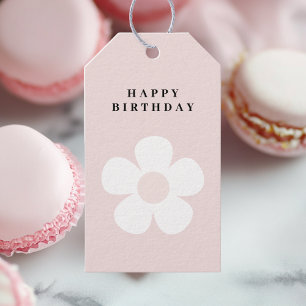 Étiquettes-cadeau Marguerite Rose Joyeux Anniversaire