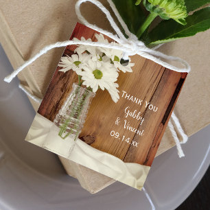 Étiquettes Cadeau Marguerites blanches en Mariage de bouteille de la