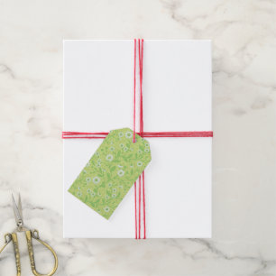 Étiquettes-cadeau Marguerites en blanc et vert sur fond vert miel