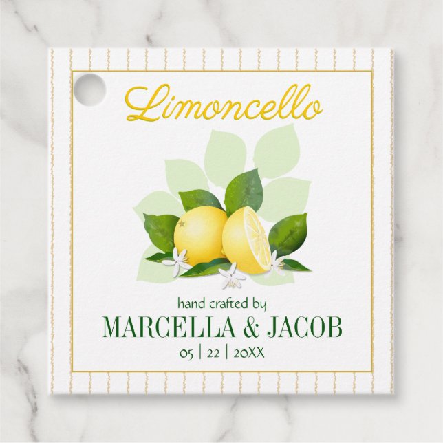 Étiquettes Cadeau Mariage à bouteille Lemoncello (Devant)