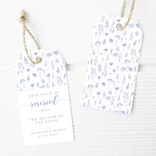 Étiquettes-cadeau Mariage à fleurs bleues Place Siège Balises de fav