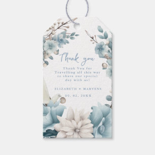 Étiquettes-cadeau Mariage à fleurs de printemps bleu bleu marine Dus