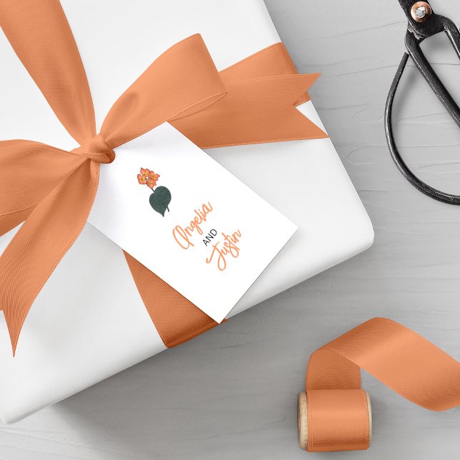 Étiquettes-cadeau Mariage à fleurs minimaliste de Begonia (Créateur téléchargé)