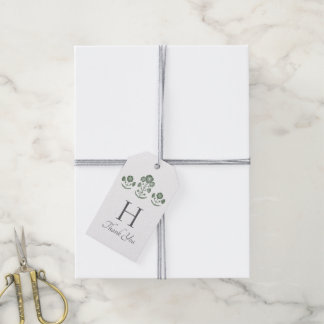 Étiquettes-cadeau Mariage à impression botanique verte et blanche su