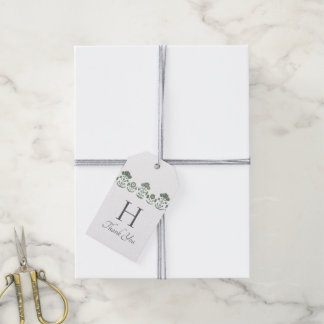 Étiquettes-cadeau Mariage à impression botanique verte et blanche su