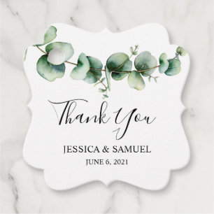 Étiquettes Cadeau Mariage à la botanique eucalyptus aquarelle
