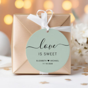Étiquettes Cadeau Mariage à la Sauge Verte Douce Amour