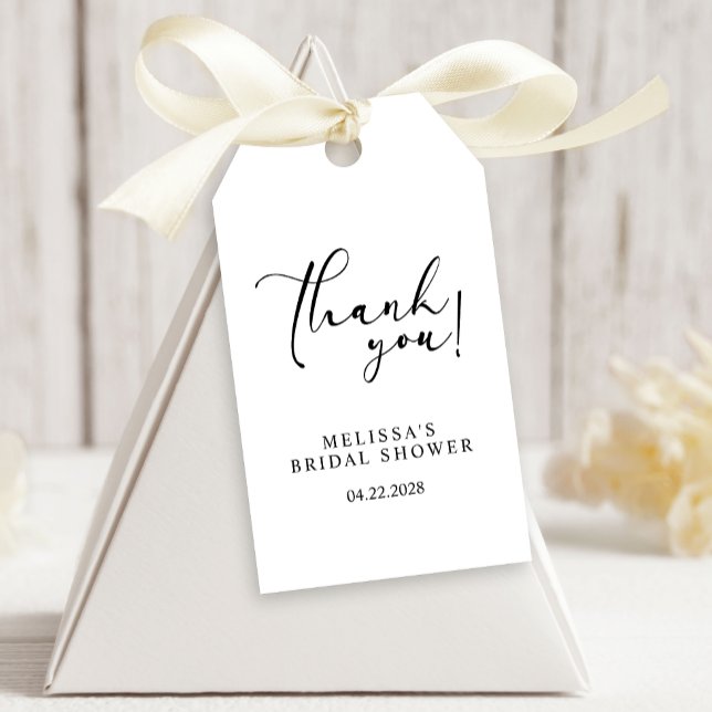 Étiquettes-cadeau Mariage à l'écriture simple moderne noir (Créateur téléchargé)