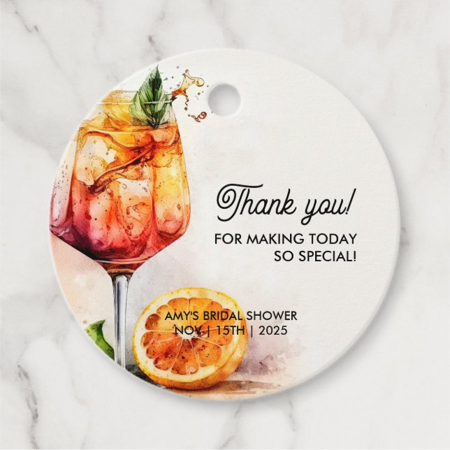 Étiquettes Cadeau Mariage à Première Gorgée de Spritz (Devant)
