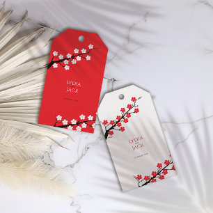 Étiquettes-cadeau Mariage à thème Red Cherry Blossom