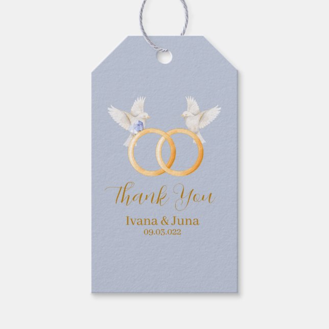 Étiquettes-cadeau Mariage ADELLE Simple Dusk Blue Couple (Devant)