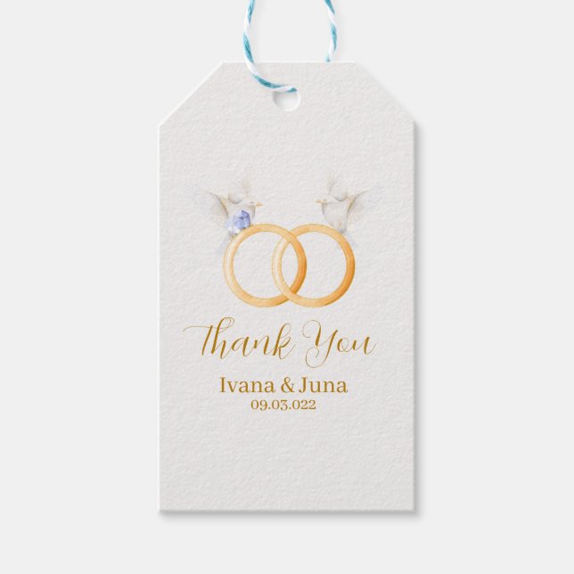 Étiquettes-cadeau Mariage ADELLE Simple Dusk Blue Couple (Devant)