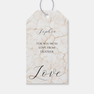 Étiquettes-cadeau Mariage Amour Blanc Crème Fêlée Salle de Fête