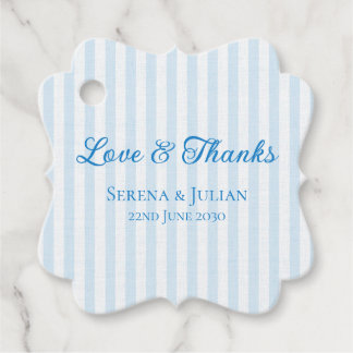 Étiquettes Cadeau Mariage Amour et Merci Côtiers à Rayures Bleues