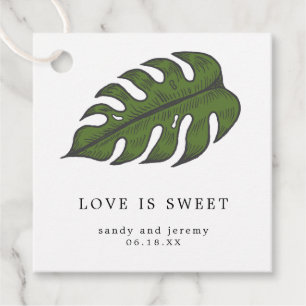 Étiquettes Cadeau Mariage Amour Sucré Feuillage Tropical De Palmier