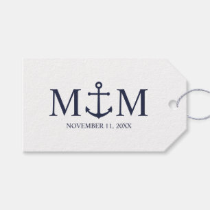 Étiquettes-cadeau Mariage Ancre bleu marine