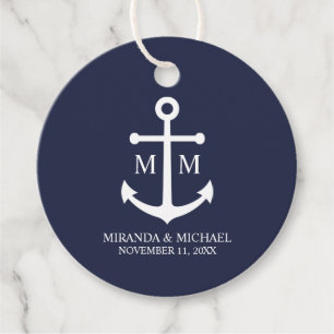 Étiquettes Cadeau Mariage Ancre bleu marine