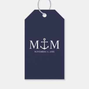 Étiquettes-cadeau Mariage Ancre bleu marine
