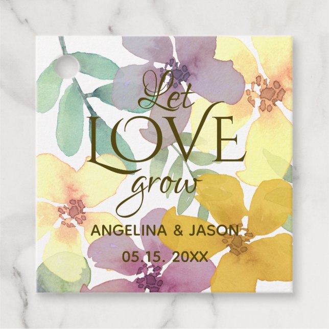 Étiquettes Cadeau Mariage aquarelle florale (Devant)