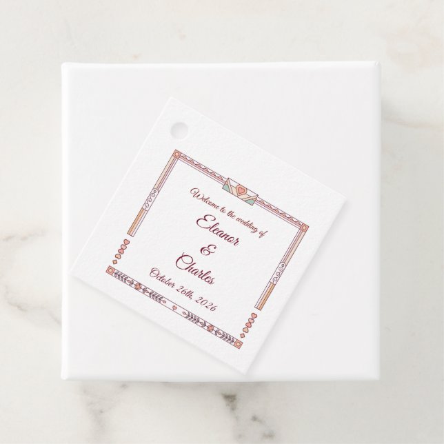Étiquettes Cadeau Mariage Art Déco de Conte de Fées (En situation)