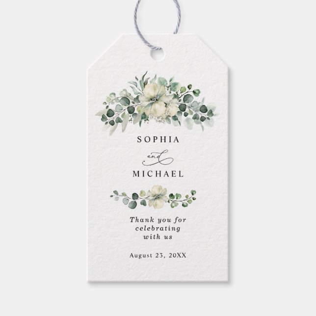 Étiquettes-cadeau Mariage au feuillage d'eucalyptus (Devant)