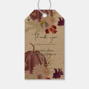 Étiquettes-cadeau Mariage Automne Champêtre Citrouilles Figues Fleur