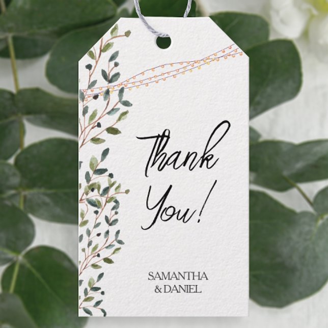 Étiquettes-cadeau Mariage aux Feuilles Rustiques (Easily personalize these pretty botanical favor tags with just a few clicks.)